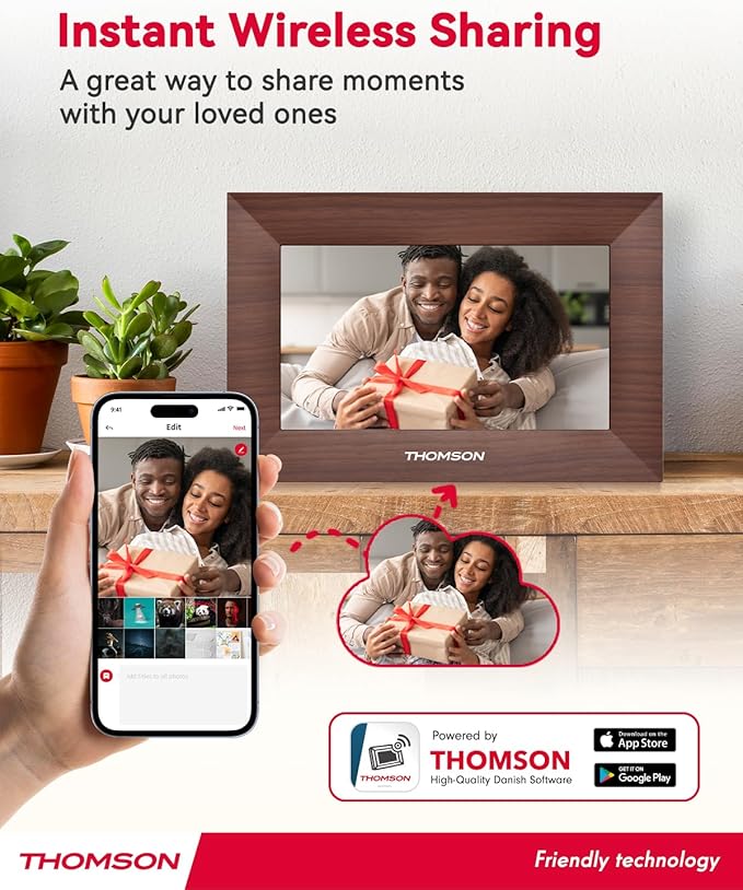 7 Inch Digital Picture Frame, Digital Photo Frame WiFi with 32 GB, 1280x800 HD IPS Touch Screen, Auto-Rotate, Slideshow, Share Photos/Videos Instantly from Anywhere Great Gift (7 Inch WiFi)