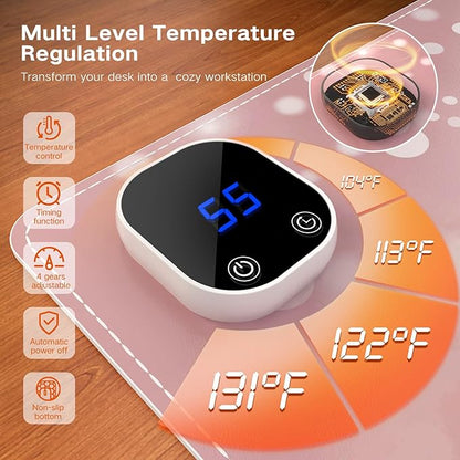 iCasso Heated Mouse Pad, Pink Mouse Pad, XL Aesthetic Heated Desk Pad with 4 Heating Levels for Computer Keyboard, 31.5" x 13" Large Mousepad for Home Office Work (Pink Stay Positive)