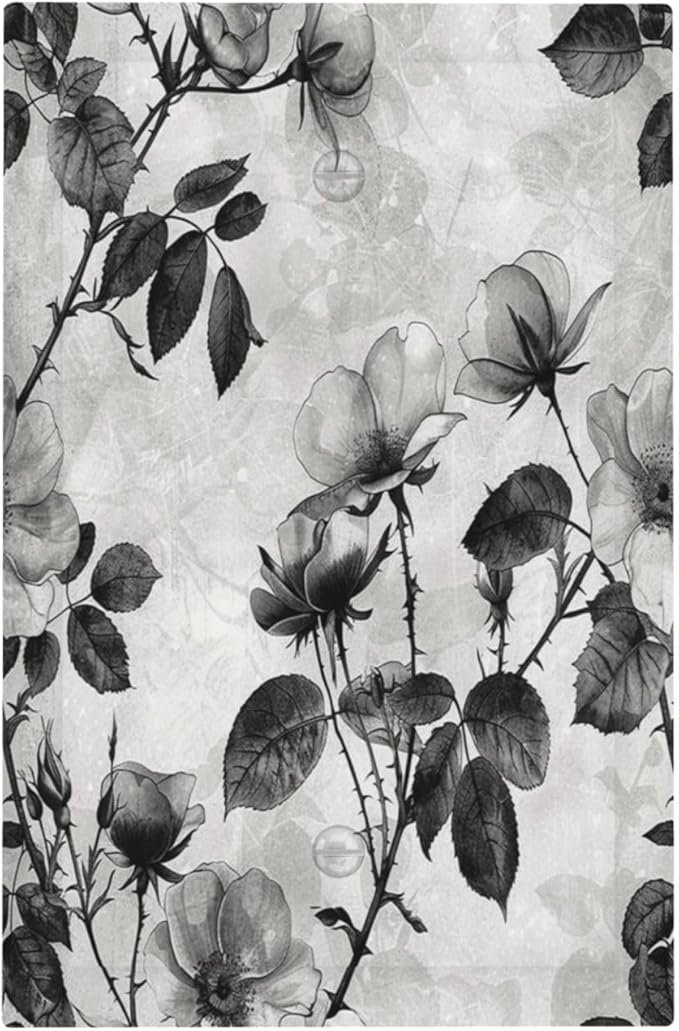 Light Switch Cover Plate Black Breezy Watercolor Garden Floral 1 Gang No Device Blank Electrical Wall Plates Faceplate Decorative Switch Plate for Bedroom Home Decor