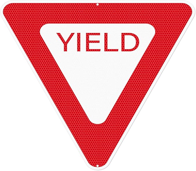 Yield Sign 30 × 30 Inch Engineer Grade Reflective Aluminum Waterproof Fade-Resistant Red Yield Safety Sign with Pre-Drilled Holes for Road Driveway Street