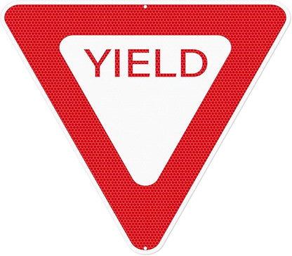 Yield Sign 30 × 30 Inch Engineer Grade Reflective Aluminum Waterproof Fade-Resistant Red Yield Safety Sign with Pre-Drilled Holes for Road Driveway Street