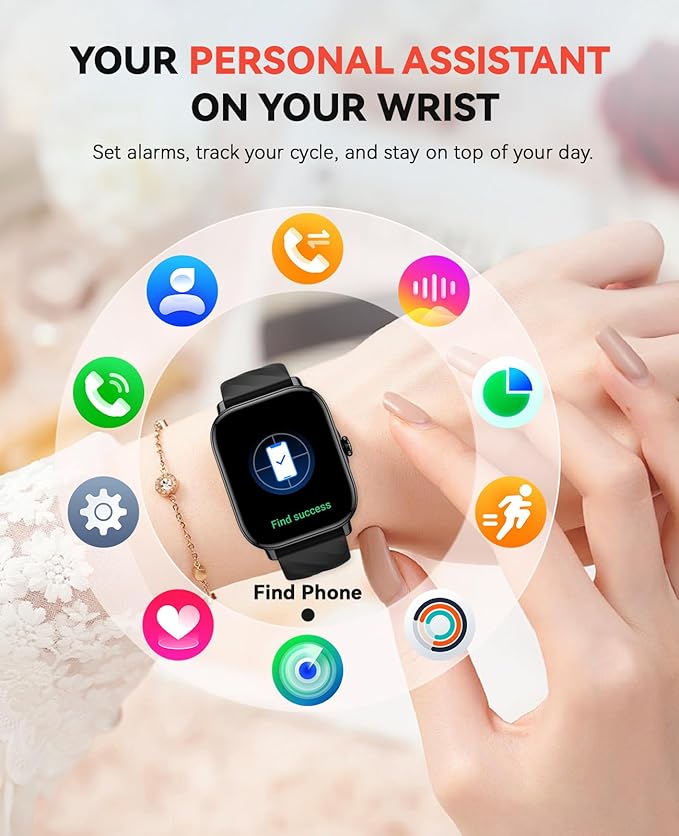 Smart Watches Fitness Tracker for Men Women with Step Counter, Sleep / Calorie Monitor, Pedometer, IP68 Waterproof, 120+ Sports for iPhone Android, 1.91”HD Touchscreen Smartwatch (Casual, Black, 1.91)