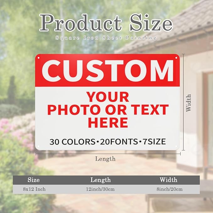 Bulk Custom Signs Outdoor Metal Sign Personalized Signs for Business, Office, Home, Road Signs, Garden Signs, Parking Signs, Decorative Signs, 12''x8''