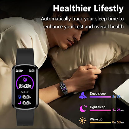 Health Fitness Tracker, Smart Watch with 24/7 Heart Rate, Activity Tracker with Blood Pressure and Blood Oxygen Monitor, 120 Sport Mode Waterproof Sleep Tracker for Women Men (Black)