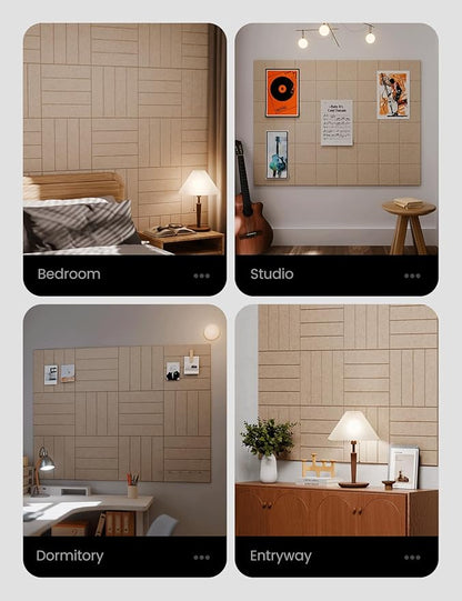Large Felt Bulletin Board 48" x 36" Cork Board Alternative-12 Pack with 70 Safe Removable Adhesive Tabs, Cork Boards for Walls Felt Board for Home Office Classroom Pin Board-Taupe