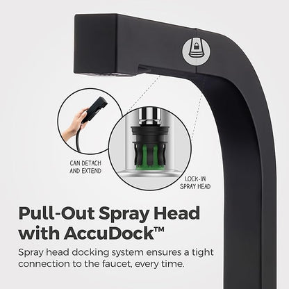 Pfister Arkitek Kitchen Faucet with Pull Out Sprayer, Single Handle, High Arc, Matte Black Finish, LG534LPMB