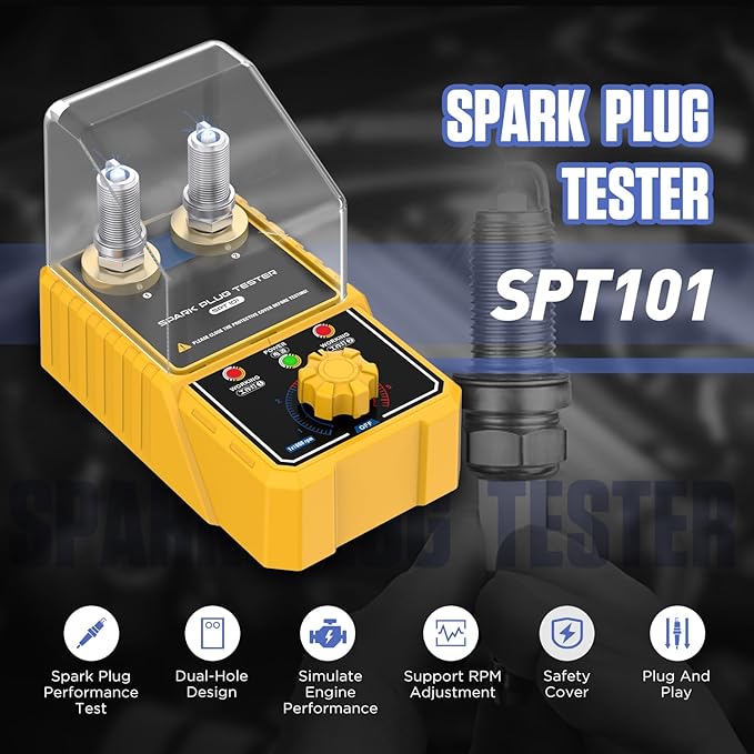 Spark Tester Automotive, Car Spark Plug Tester with Auto Adjustable Double Hole Detector Ignition Plug Analyzer, Automotive Engine Ignition Plug Analyzer 110V for 12V Vehicles
