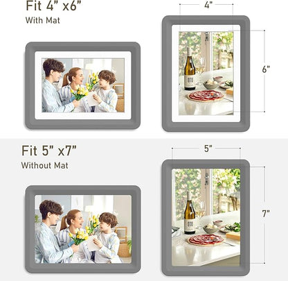 Dark Gray 5x7 Picture Frame with Acrylic Front 1 Pack, ABS Frame for 5x7 or 4x6 Photos, Shatterproof UV-Resistant Tabletop Photo Frame, Vertical/Horizontal Display for Home Décor
