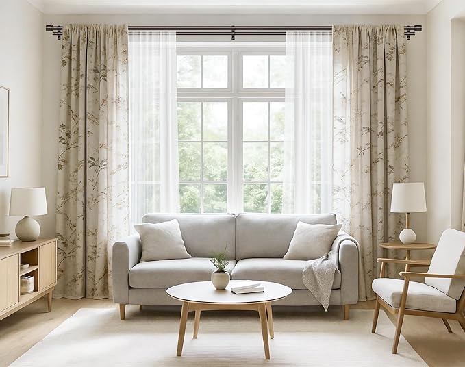 Double Curtain Rod 140 to 195 Inch, HOTOZON 1 Inch Heavy Duty Double Curtain Rods for Windows 128 to 191 Inches(10.6-15.9 ft), Telescoping Drapery Rod with Simple End Finials, Bronze