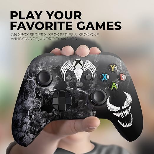 DreamController Vennom Custom X-box Controller Wireless compatible with X-box One/Series X/S Proudly Customized in USA with Permanent HYDRO-DIP Printing (NOT JUST A SKIN)