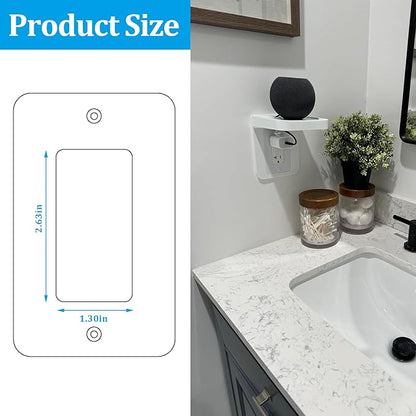 Outlet Shelf, Bathroom Wall Holder with Built-in Cable Management, Wall Organizer for Smart Home Decor Space Saving Electric Toothbrush Use as Echo Holder (Decora-style rectangular, 1, Pack)