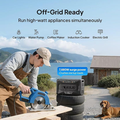 BLUETTI Apex 300 Solar Generator (2025 New) with 4 200W Solar Panels, 2764.8Wh LFP Battery Backup with 6 3840W AC Outlets (7680W Surge), 120V/240V Dual Voltage, Ideal for Camping and Off-Grid Living