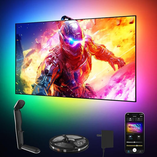 GIPOYENT TV LED Backlights with Camera, 10.5FT RGB Lights That Change with for 32-50 InTV, Music Sync LED Light with Smart App Control - RGB Color Changing Light Strip for Bedroom