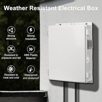 Outdoor Electrical Junction Box, ABS Water Resistant Enclosure with Internal Mounting Panel & Hinged Cover, 15.7" H* 11" L* 4.1" W