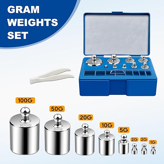 UCEC Calibration Weights for Digital Scale, Scale Weights Calibration Weights Kit, 1g 2g 5g 10g 20g Gram Weight Set with Storage Box and Tweezer