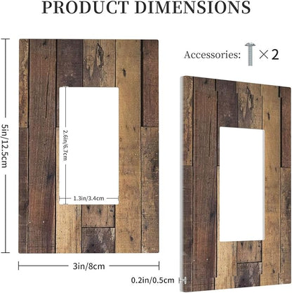 Cool Brown Wood Style Vintage Rustic Print Decorative Outlet Covers 1 Gang Single Rocker Light Switch Cover Plate Wall Plates GFCI Faceplate for Farmhouse Home Decor