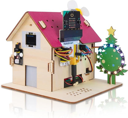 Microbit Smart Home Kit for Microbit V1 and V2,Electronics DIY Home Automation Coding Kit,STEM Educational Set for Student (Without Micro:bit and AAA Battery),Red