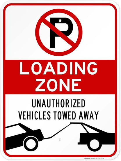 No Parking Symbol Sign, Loading Zone Sign, 18x24 Inches, Rust Free .063 Aluminum, Fade Resistant, Easy Mounting, Indoor/Outdoor Use, Made in USA