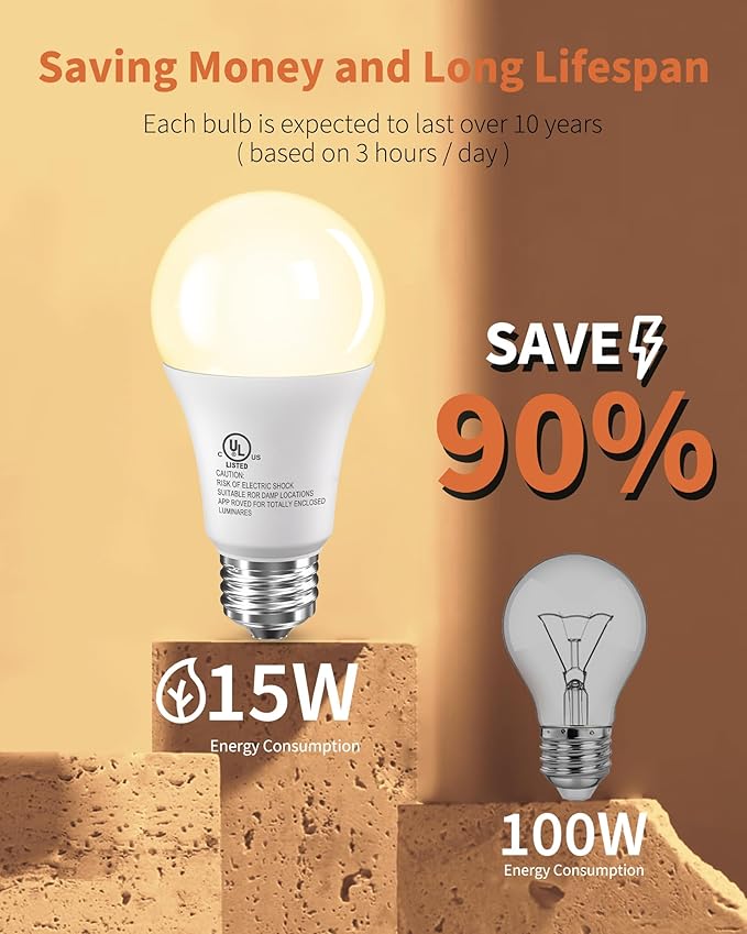 TJOY 20 Pack LED Light Bulbs, 100 Watt Equivalent A19 LED Bulbs, Soft Warm White 2700K, Energy Saving Light Bulb with E26 Standard Base, 1500 Lumens Non Dimmable Lamp Bulb for Home Bedroom Kitchen