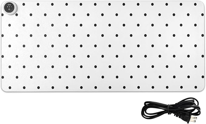 Heated Desk Pad Mouse Pad 31.5x13 Inch PU Leather Desk Mat with 3 Heat Levels Large Mouse Gaming Computer Laptop Mat Black Polka Dot White