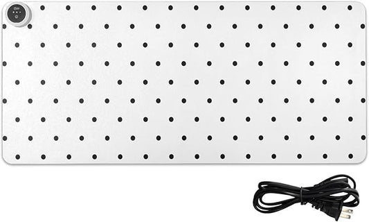 Heated Desk Pad Mouse Pad 31.5x13 Inch PU Leather Desk Mat with 3 Heat Levels Large Mouse Gaming Computer Laptop Mat Black Polka Dot White