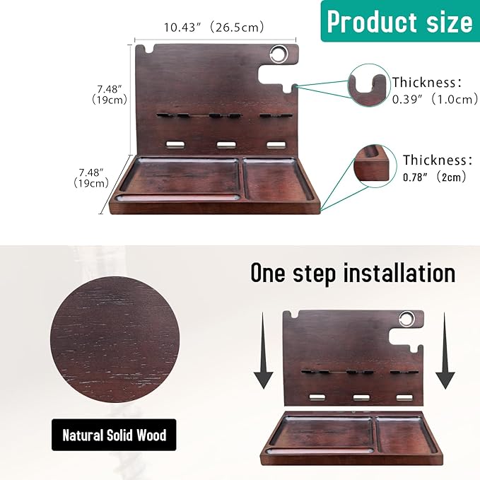 Wood Phone Docking Station for Men Nightstand Organizer Charger with 4 USB PD & QC3.0 Fast Charging Station for Multiple Devices iPhone Samsung Google Android Anniversary Birthday Gifts for Him