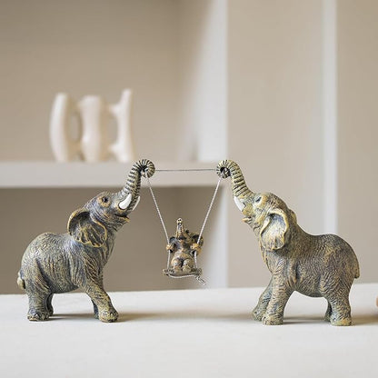 Elephant Statue For Home Decor.Elephant Gifts For Women,Mom.Elephant Decor For Living Room,Office,Shelf Decorations.Elephant Figurines Bring Good Luck,Love.Elephant Table Centerpiece Ornaments.