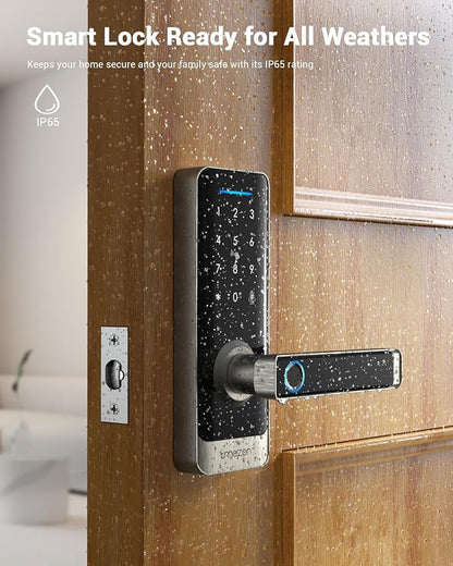 TMEZON Smart Door Lock, Fingerprint Smart Lock for Front Door, Keyless Entry Door Lock, Keypad Door Lock with with Handle, IP66 Weatherproof Electronic Door Lock Home Security