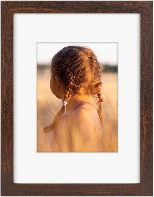 Golden State Art, 9x12 Picture Frame with Mat for 6x8 - High Definition Glass Wall Mounting Horizontal Vertical Display (Brown, 1 Pack)
