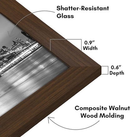 Americanflat 8.5x14 Picture Frame with Shatter-Resistant Glass - Signature Collection - Gallery-Style Frames Made of Engineered Wood - Photo Frame for Wall Display - Walnut