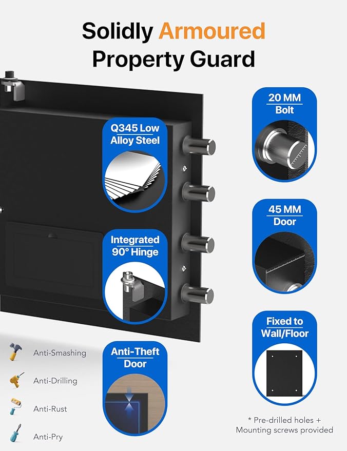 FORFEND Smart Home Safe | WiFi Safe Box App Lock/Alarm | Voice Command, Kidnap Alarm, Tamper Detect, Frozen Mode, Sub Account| Digital Safe Anti Theft