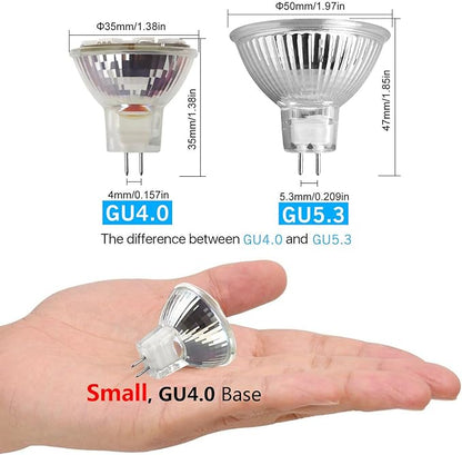 3W MR11 LED Landscape Light Bulbs, Low Voltage 12V 20W Halogen Replacement for Outdoor Landscape Spotlight and Track Light, GU4 Bi-Pin Base, Daylight White 4000K, Non-Dimmable, (Pack of 12)