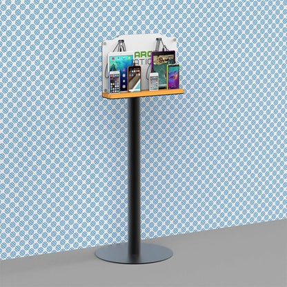 Steady Floor Stand Public Cell Phone Charging Station with 8 Ports High Speed Cables, Multi-Device Charging Shelf with Bamboo Tray, Application for Schools, Office, Business,Events