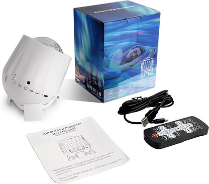 Northern Lights Projector, Rechargeable Battery Star Night Light with Bluetooth Speaker, White Noise Sleep Aid & Timer, Bedroom Galaxy Projector Decor, Gift for Kids, Adults