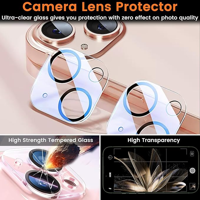 3+3 Pack Privacy Screen Protector for iPhone 13 6.1-Inch with 3 Pack Camera Lens Protector, Anti Spy Tempered Glass Film 9H Hardness Bubble Free Case Friendly