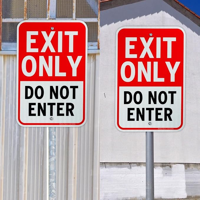 Faittoo Exit Only Do Not Enter Sign, 18 x 12 Inches Engineer Grade Reflective Aluminum Sign, UV Protected, Weather/Fade Resistant, Easy to Install and Read, Indoor/Outdoor Use (2 Pack)