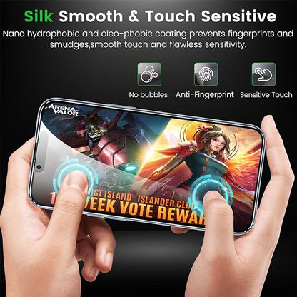 3 Pack Privacy Screen Protector for iPhone 14 6.1 Inch with 3 Pack Camera Lens Protector, Anti Spy Tempered Glass Film, Anti-Scratch, Touch Sensitive, Case Friendly