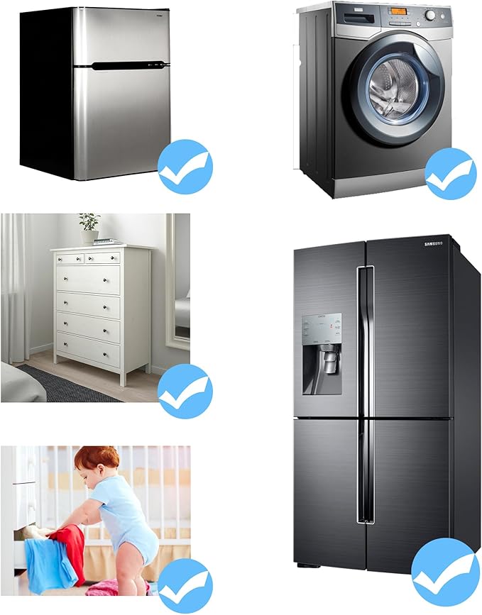 Fridge Lock Refrigerator Lock- Child Safety Cabinet Locks for Refrigerator, Freezer, Drawers & Cabinets - No Key Combination Lock, Adjustable & Reusable for Kids, Adults, Pets (White 2Pack)