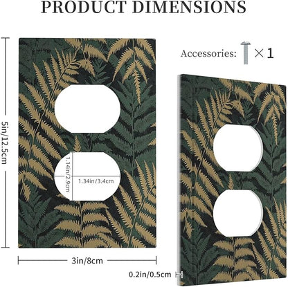Outlet Covers Botanical Fern Green Leaf Forest 1 Gang Duplex Light Switch Cover Decorative Switch Plates Electrical Receptacle Faceplate Wall Plate For Bed Room Home Decor