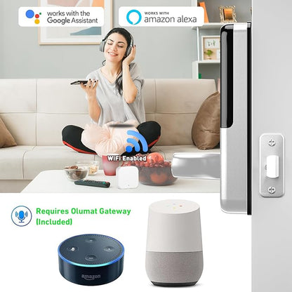 Smart Door Lock with Handle: Olumat Keyless Entry Door Lock with WiFi Gateway - Smart Locks for Front Door with Keypad - Fingerprint Lock