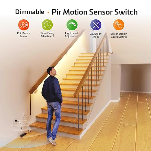 SENSKY BS010BW DC 12v to 24v 3A Mini Dimmable Pir Motion Sensor Switch Occupancy Sensor Switch for DIY LED Lighting,Kitchen Cabinet(White)