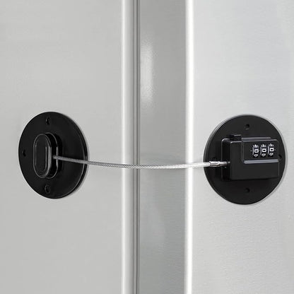 Fridge Lock Refrigerator Lock- Child Safety Cabinet Locks for Refrigerator, Freezer, Drawers & Cabinets - No Key Combination Lock, Adjustable & Reusable for Kids, Adults, Pets (Black 1Pack)