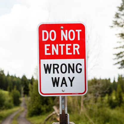 T&R Do Not Enter Wrong Way Sign, 18" x 12" Engineer Grade Reflective Sheeting, Rust Free Aluminum, Weather Resistant, Waterproof, Fade Resistant, 2 Pre-drilled Holes