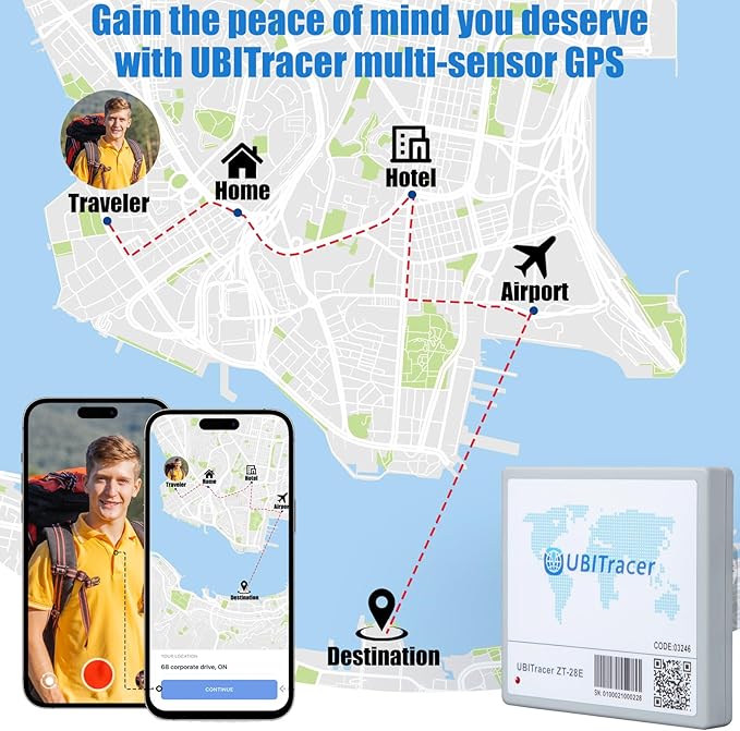 UBITracer Multi-Sensor GPS (Business Edition): Location + Temperature. Up to 5-Year Battery Life. Vehicle Tracker. Monitor Trailer, Equipment, Cold Chain, Pallet. Subscription Required.