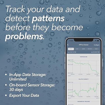 SensorPush HTP.xw Smart Temperature Sensor & Humidity Sensor - Thermometer, Barometer, & Hygrometer w/App Monitoring - Premium Heat Index, Barometric Pressure Gauge, Temperature and Humidity Monitor