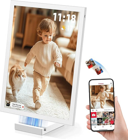 NGTeco Digital Picture Frame 64GB, 10.1" HD Touch Screen Digital Photo Frame, 5000mAh Cordless Battery & Magnetic Wireless Charging, Photo/Video Sharing via Frameo App