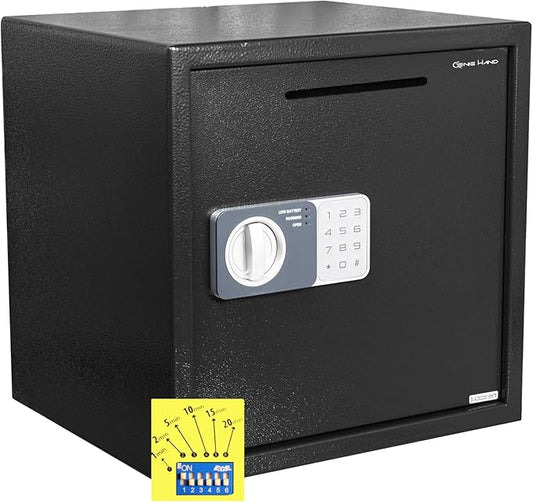Genie Hand – Time Delay Safe, Anti Robbery Safe Box, Timed Controlled Opening – B-Class Lock – Anti Bounce Technology (Large – Depository)