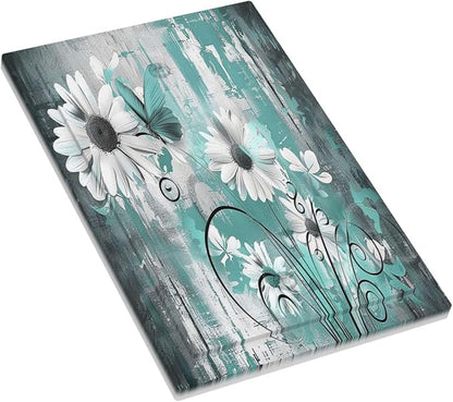 Light Switch Cover Plate Teal Daisy Floral Vintage Wood Plank 1 Gang No Device Blank Electrical Wall Plates Faceplate Decorative Switch Plate For Farmhouse Cabin Decor