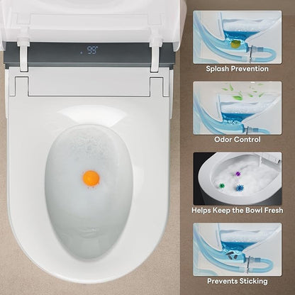 CANEST Smart Toilet with Bidet Built in, Foam Dispenser, Auto Temp Control Wide Heated Seat&0.1s Instant Water, Full-Area Seat Sensor, Auto Open/Close, Foot Sensor, Auto Deodorization, Remote(FC-002)