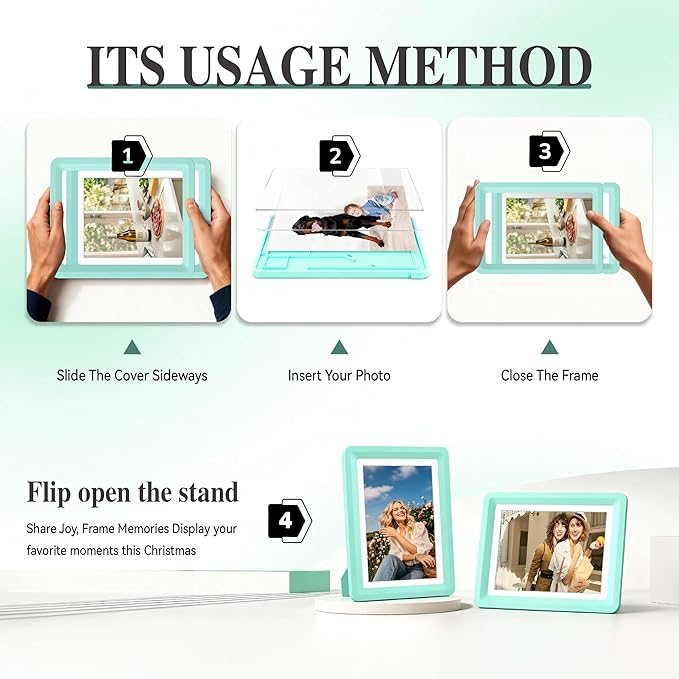 Green 5x7 Picture Frame with Acrylic Front 10 Pack, ABS Frame for 5x7 or 4x11 Photos, Shatterproof UV-Resistant Tabletop Photo Frame, Vertical/Horizontal Display for Home Décor